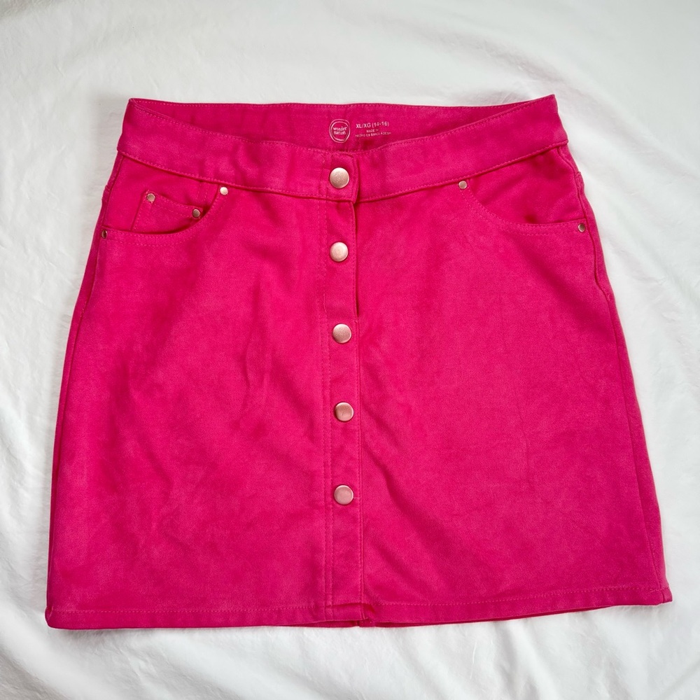 Wonder Nation Pink Snap Button-Front Skirt Microsuede Feel